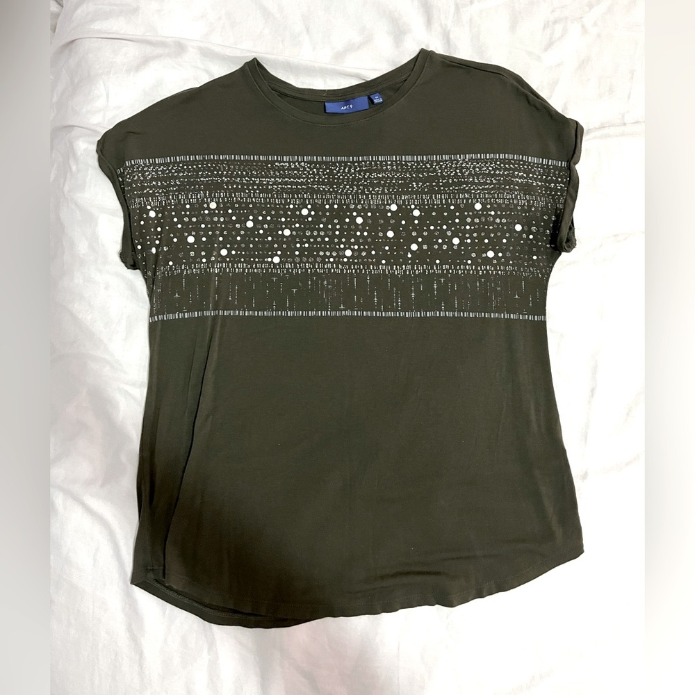 Apt. 9 Olive Green Embellished Blouse